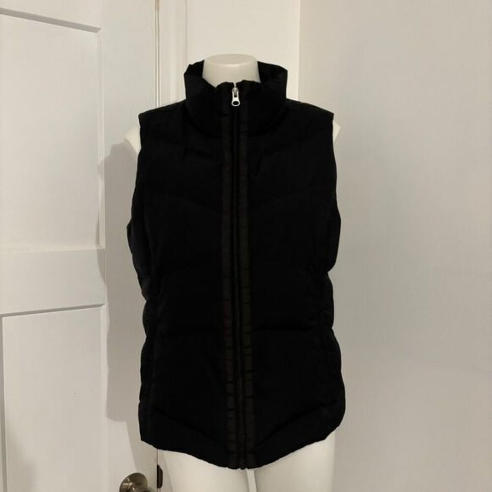 Landsend size Small Down Filled Neutral Monochrome Winter Cozy Black Vest